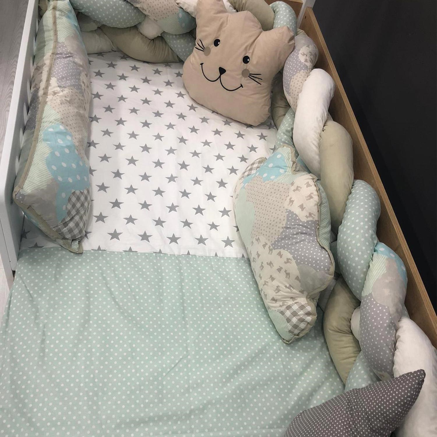 Mini Baby Örgülü Uyku Seti 90x190 cm Bej