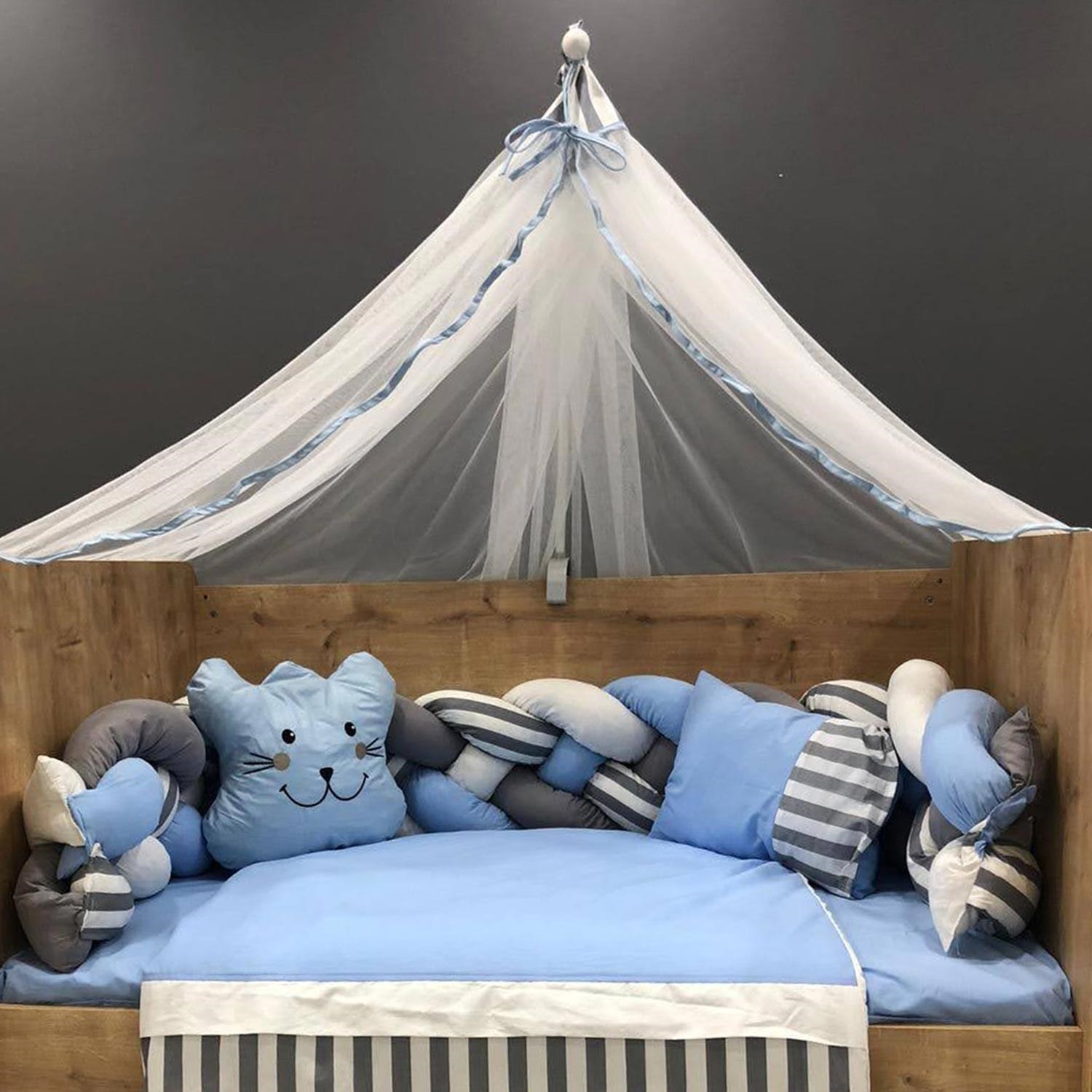 Mini Baby Örgülü Uyku Seti 70x130 cm Mavi