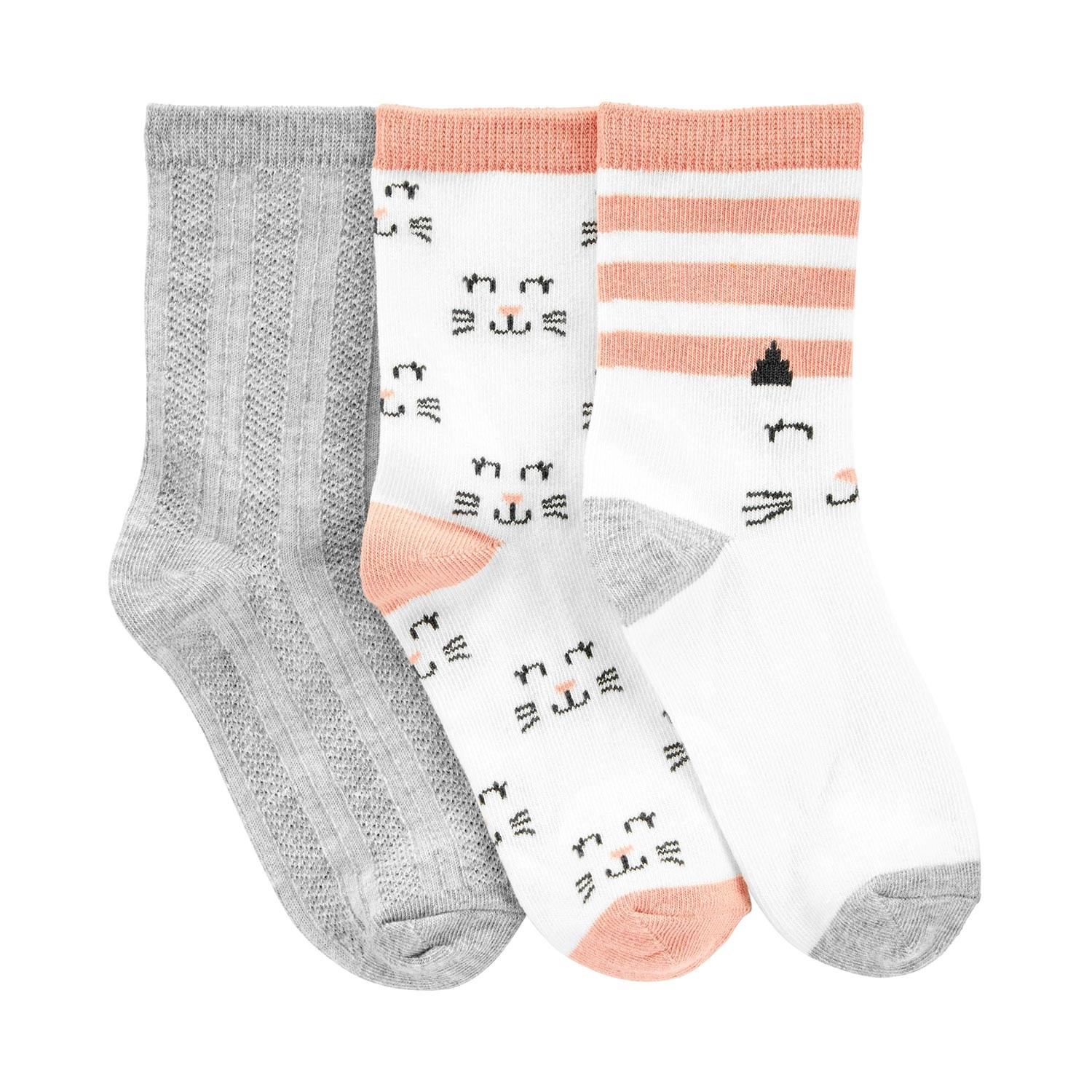 Carter's 3'lü Çocuk Çorabı 3J073510 Gri-Pembe