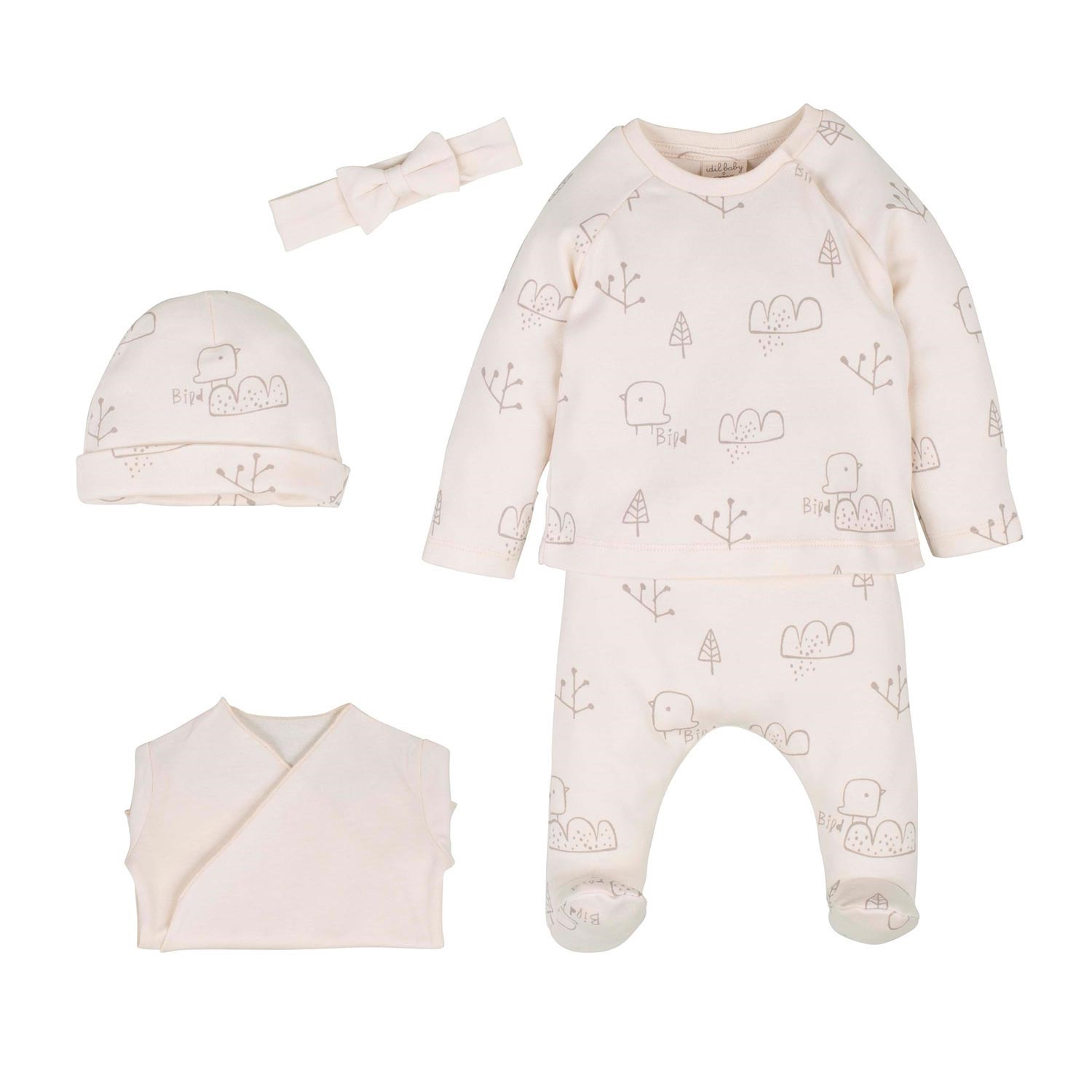İdilbaby Organik Zıbın Bebek Takımı 13968 Ekru
