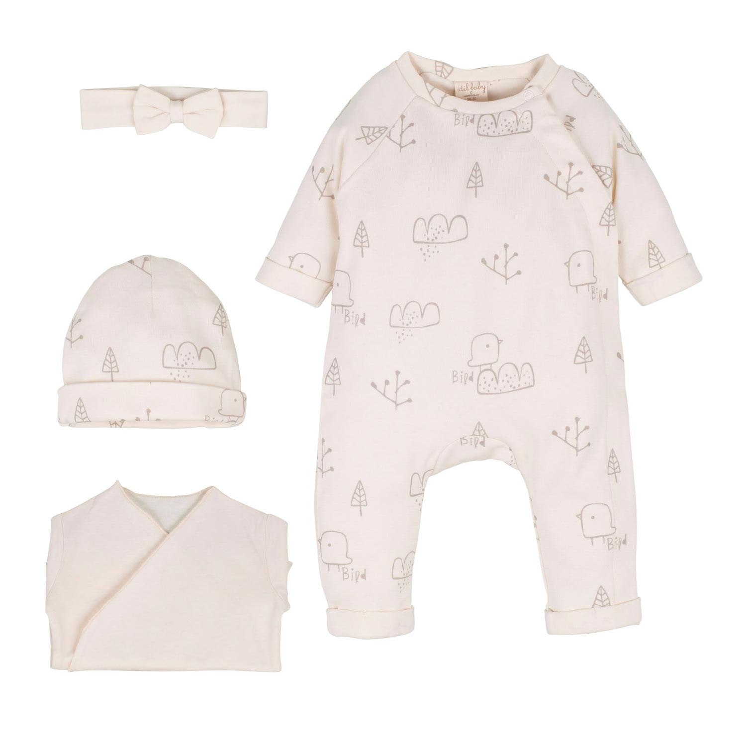 İdilbaby Organik 4'lü Bebek Tulum Takımı 13970 Ekru