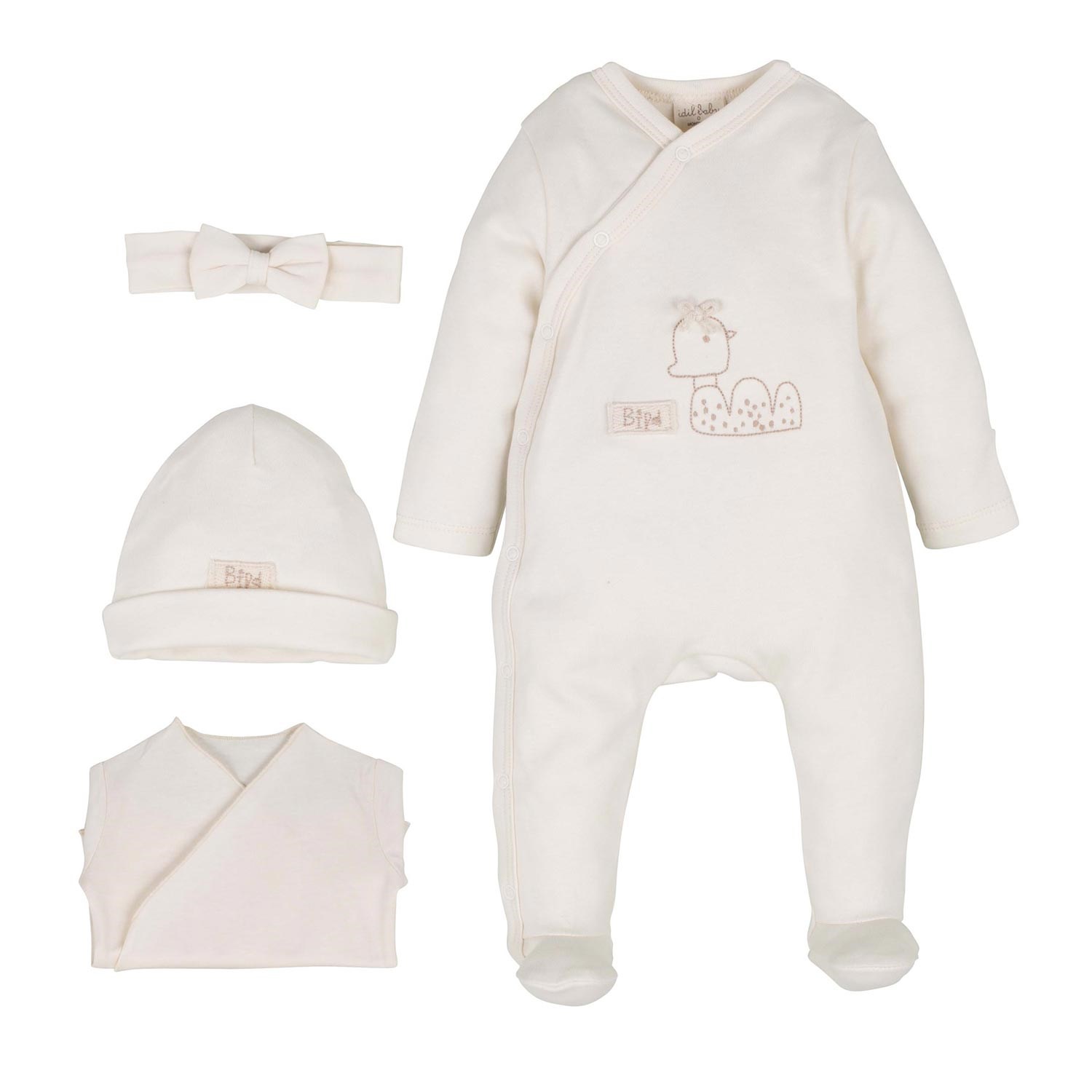 İdilbaby Organik 4'lü Bebek Tulum Takımı 13971 Ekru