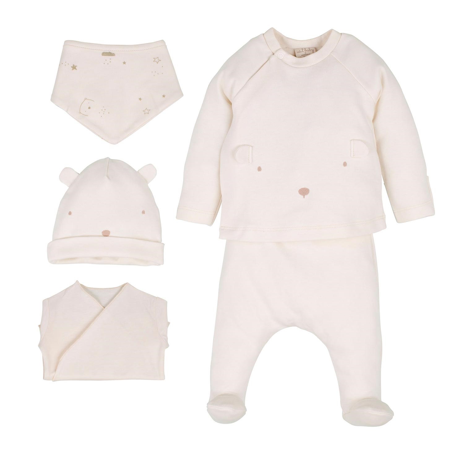 İdilbaby Organik Zıbın Bebek Takımı 13978 Ekru