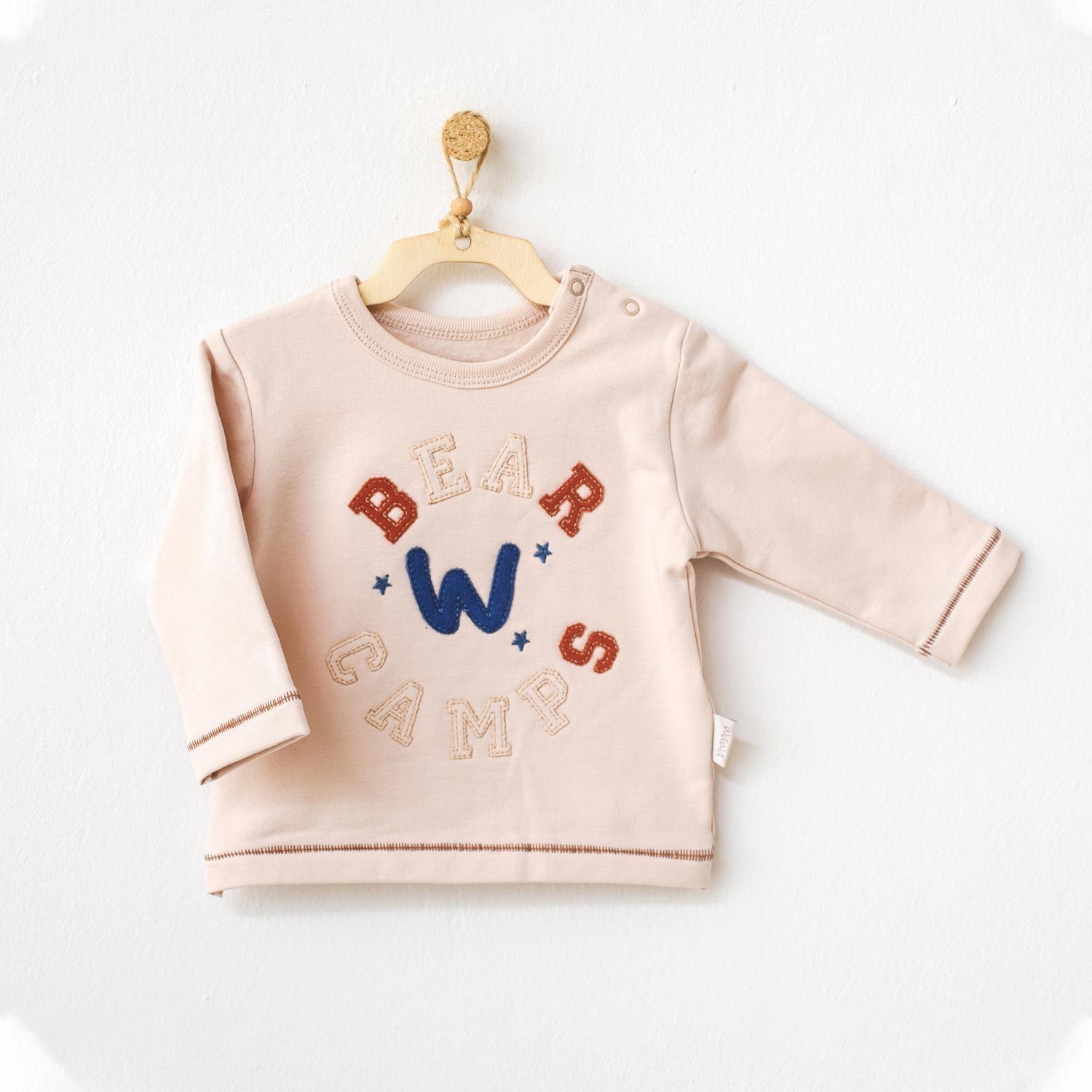 Andywawa Kamp Ayısı Bebek Sweatshirt AC21078 Bej