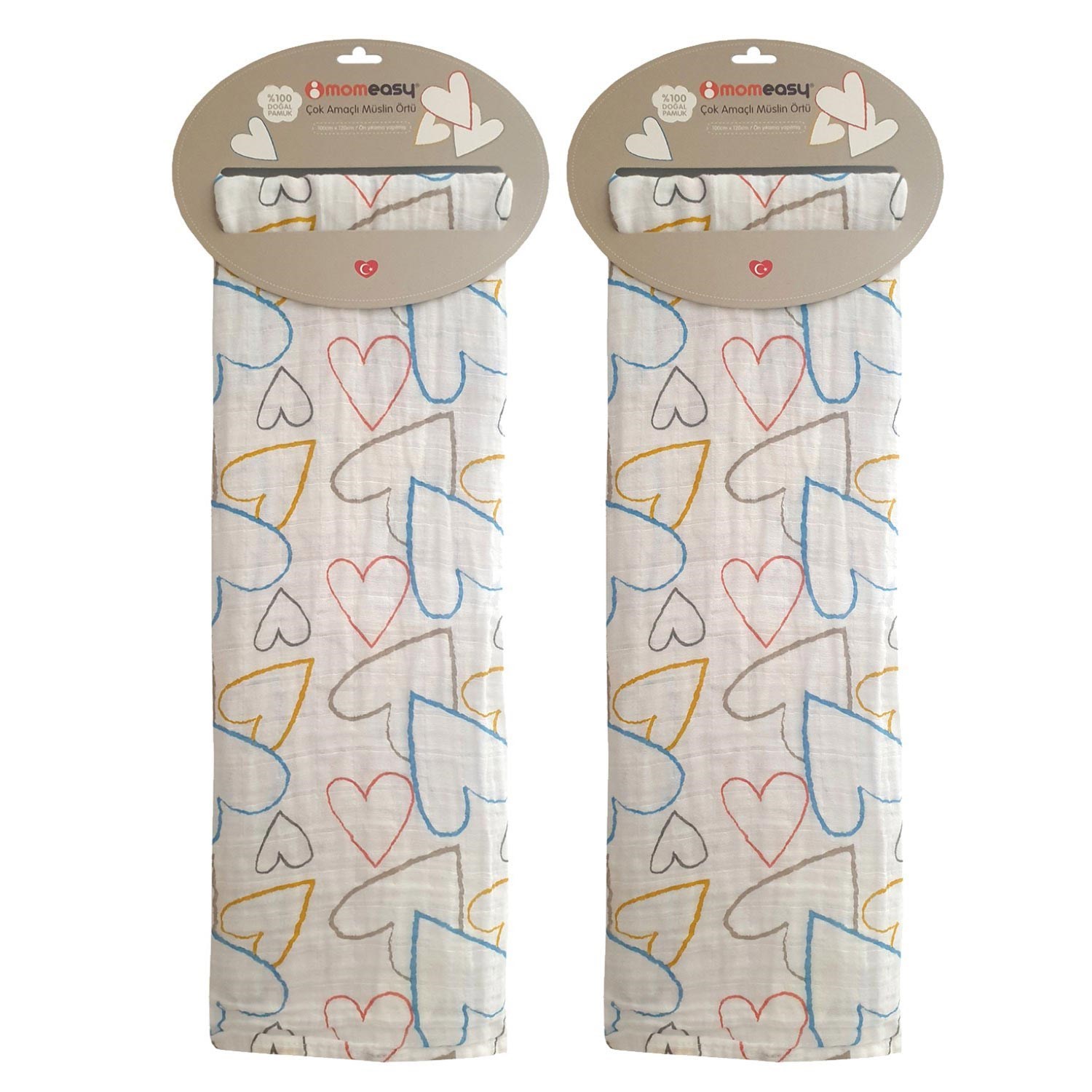  Momeasy İkili Müslin Örtü 100x120 201 Mavi