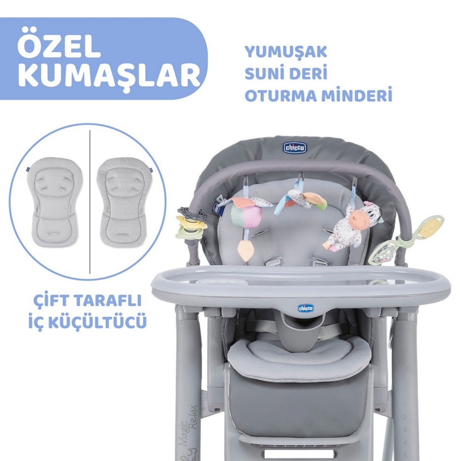 Chicco Polly Magic Relax Bebek Mama Sandalyesi Grey Melange
