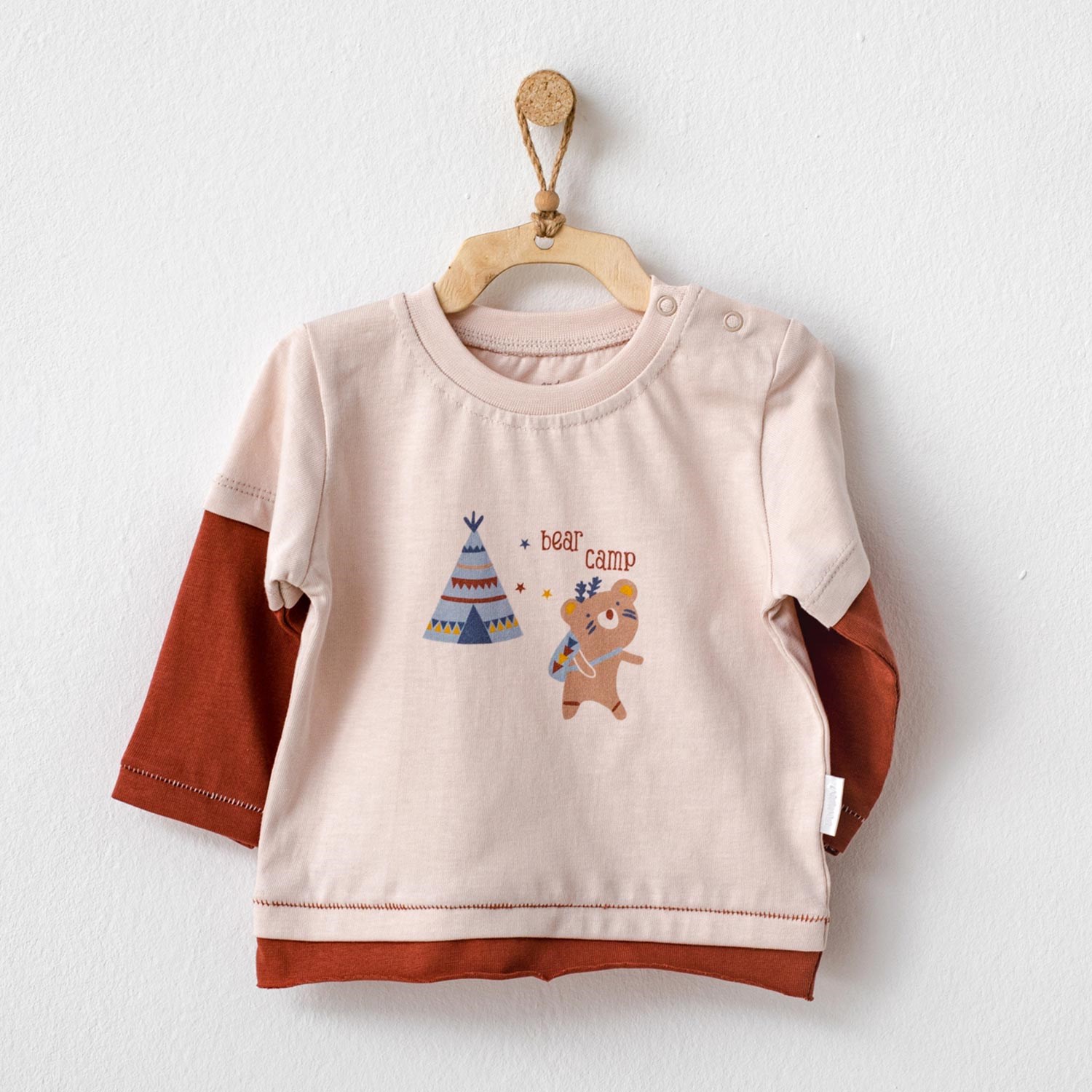 Andywawa Uzun Kollu Kamp Ayısı Bebek Tshirt AC21081 Kahverengi