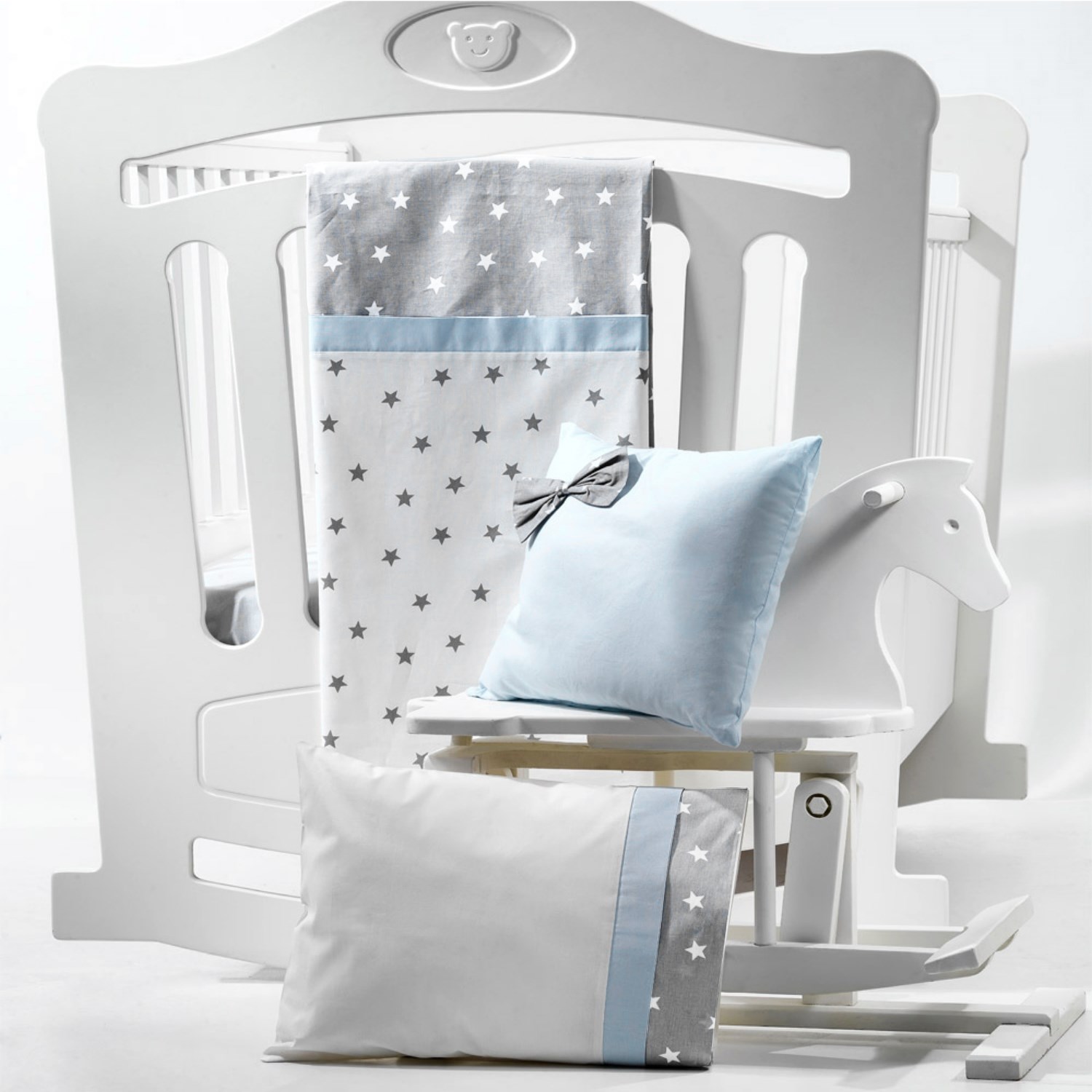 Momishop Nana Nevresim Takımı 100x150 Cm 8059 Gri-Mavi