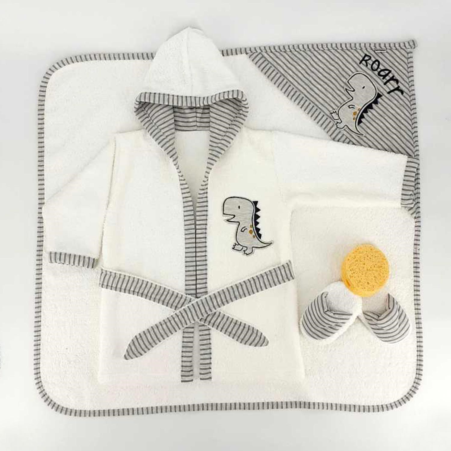 Minilamb Dino Bebek Bornoz Seti 37023 Gri