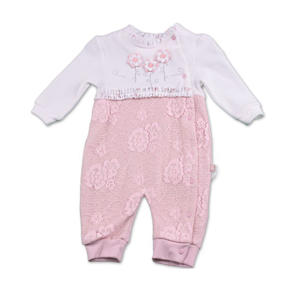 Mymio Çiçekli Kız Patiksiz Bebek Tulumu 2742 Gül Kurusu