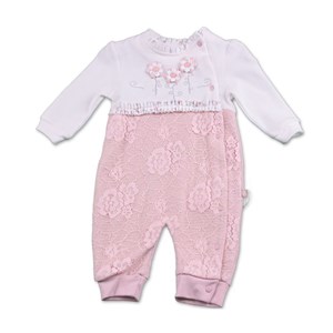 Mymio Çiçekli Kız Patiksiz Bebek Tulumu 2742 Gül Kurusu