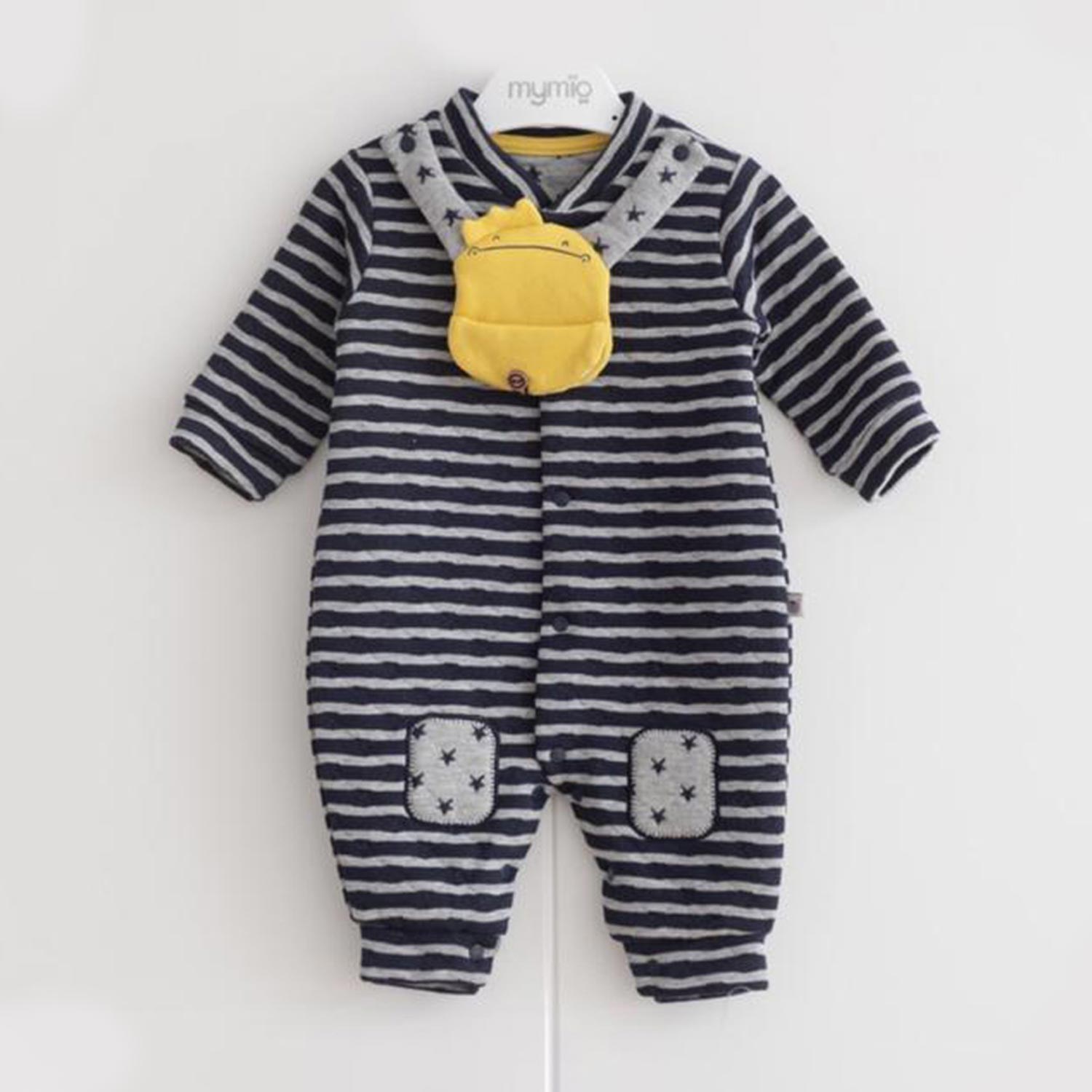 Mymio Ayılı Mama Önlüklü Bebek Tulumu 2819 Lacivert