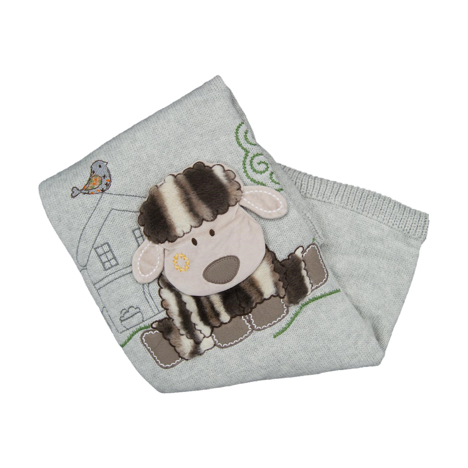 Mini Damla Triko Velsoftlu Kuzulu Bebek Battaniyesi Gri