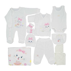 Sebi Bebe Kedi 10'lu Bebek Hastane Çıkış Seti 1026 Krem-Pembe