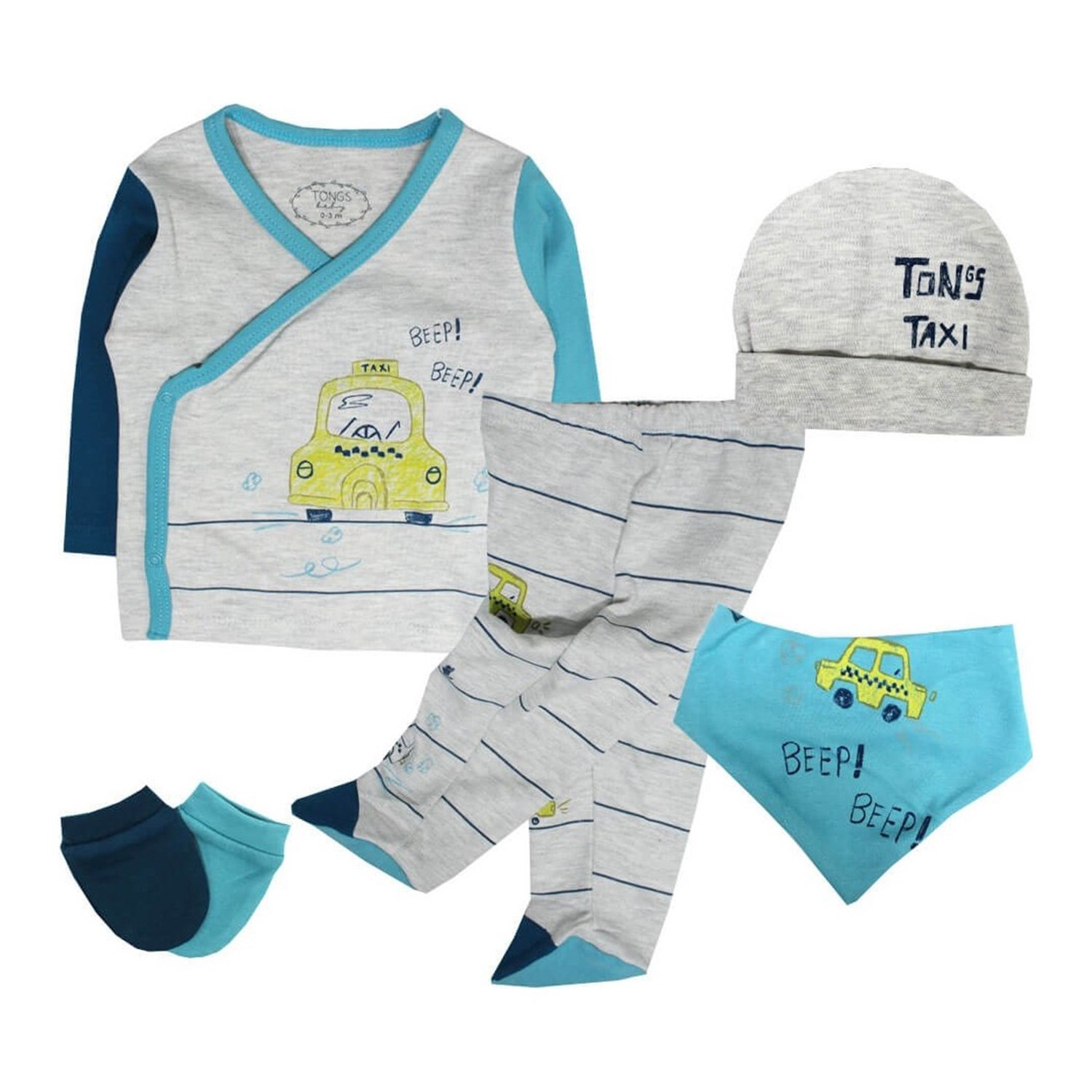 Tongs Baby Taxi 5'li Bebek Zıbın Takımı 2675 Mavi