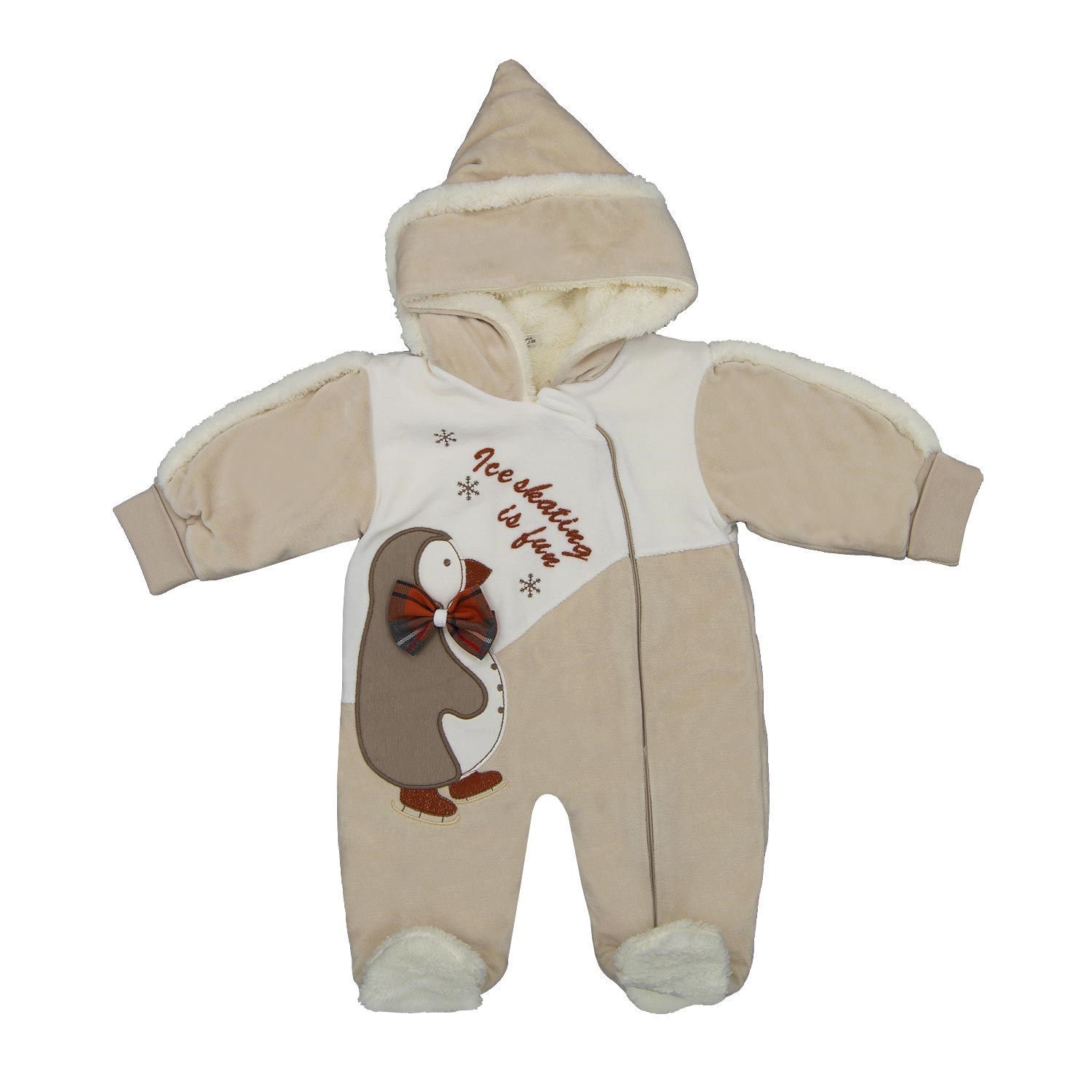 Kardeşler Penguenli Bebek Tulumu 8136 Kahverengi