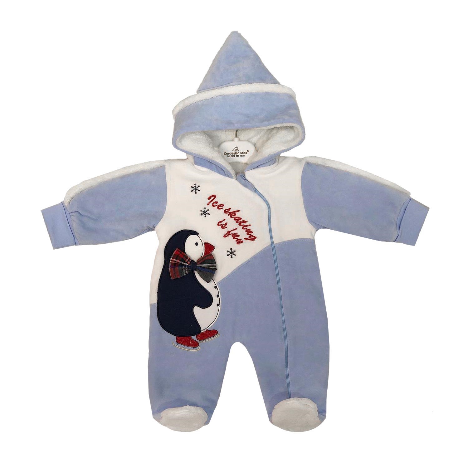 Kardeşler Penguenli Bebek Tulumu 8136 Mavi