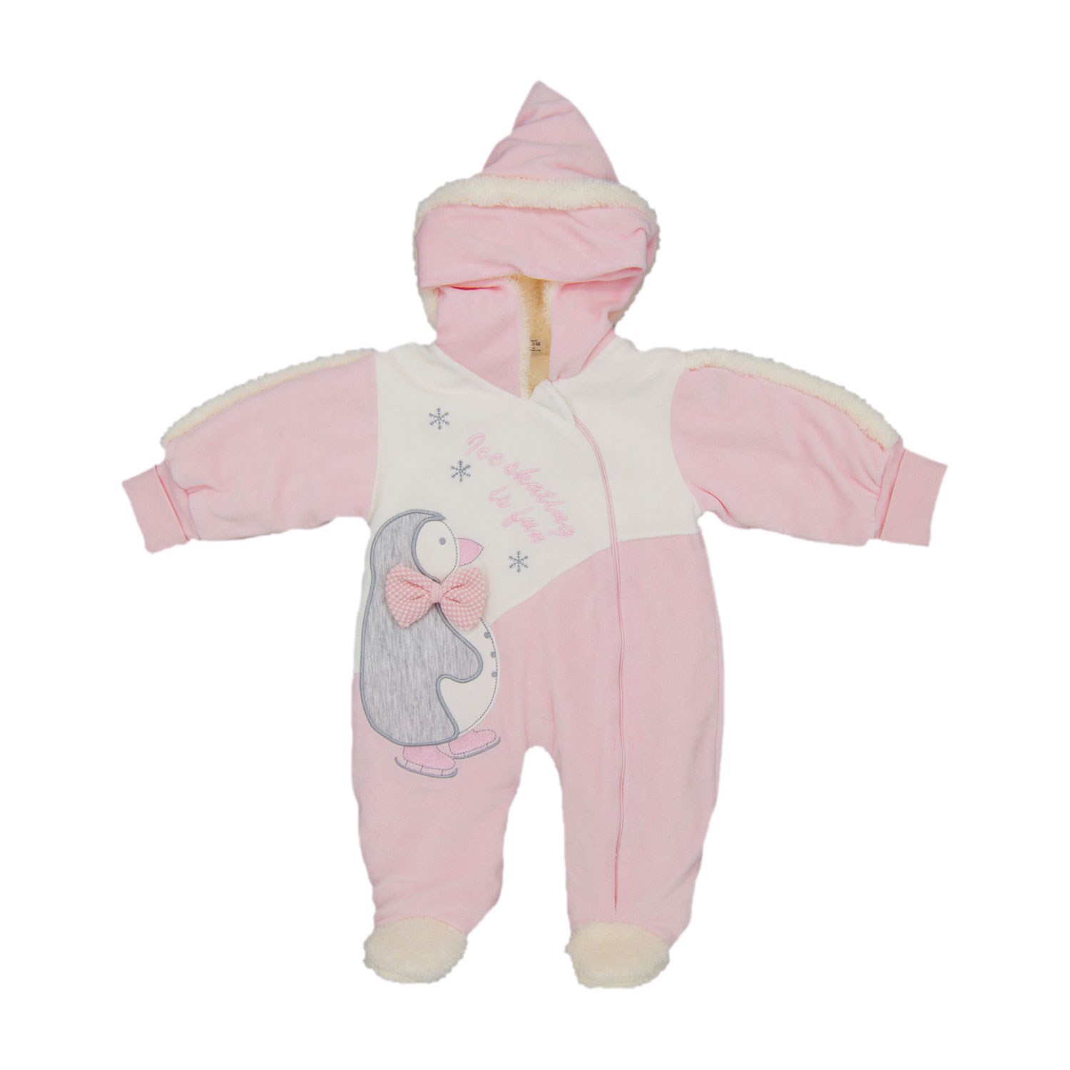 Kardeşler Penguenli Bebek Tulumu 8136 Pembe