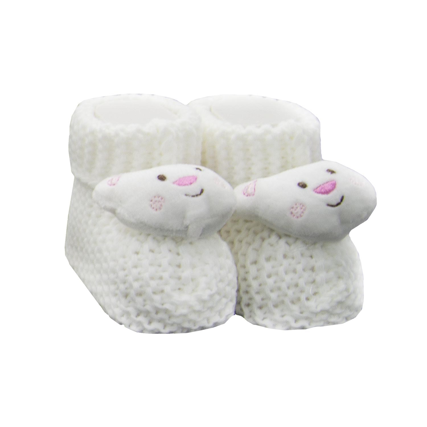 Minidamla Çıngıraklı Triko Bebek Patiği 0-6 Ay 44329 Beyaz