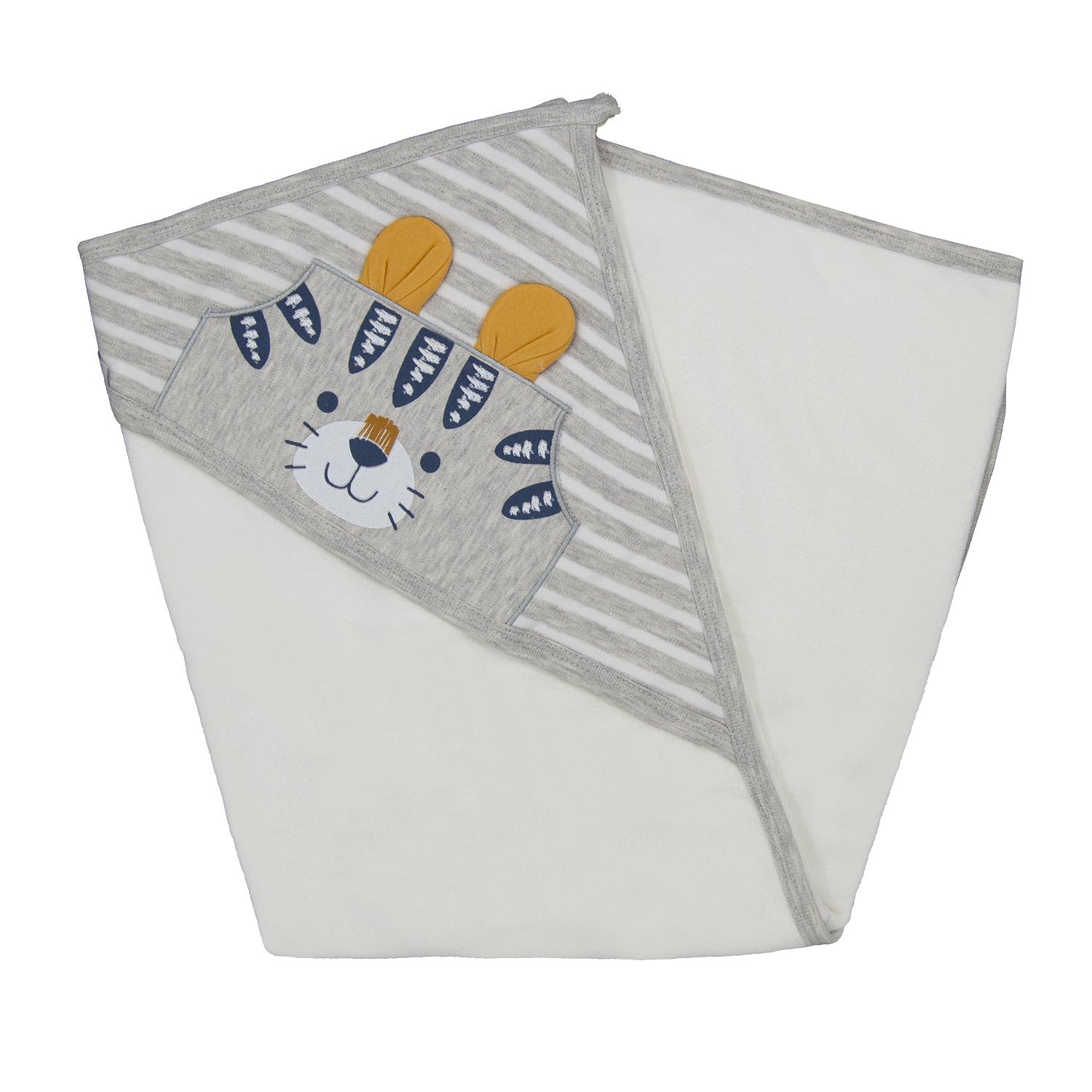 Sebi Bebe Kaplan Baskılı Bebek Banyo Havlusu 80x85 cm 8509 İndigo