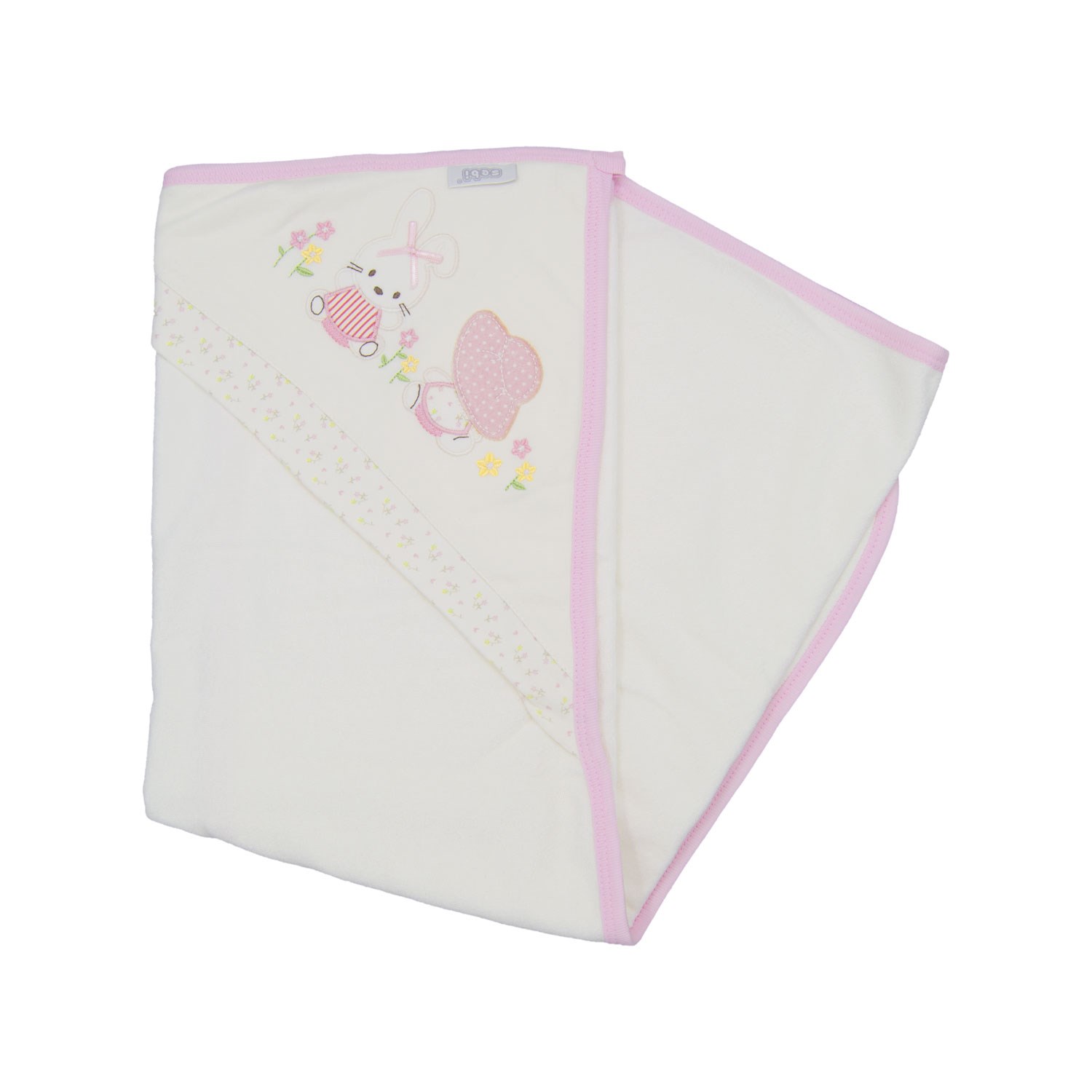 Sebi Bebe Tavşan Bebek Banyo Havlusu 80x85 cm 8508 Ekru-Pudra