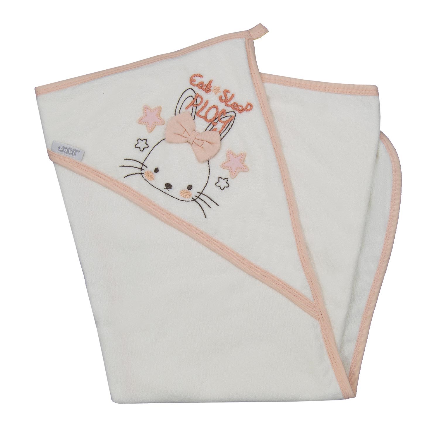 Sebi Bebe Tavşanlı Bebek Banyo Havlusu 80x85 cm 8506 Yavruağzı