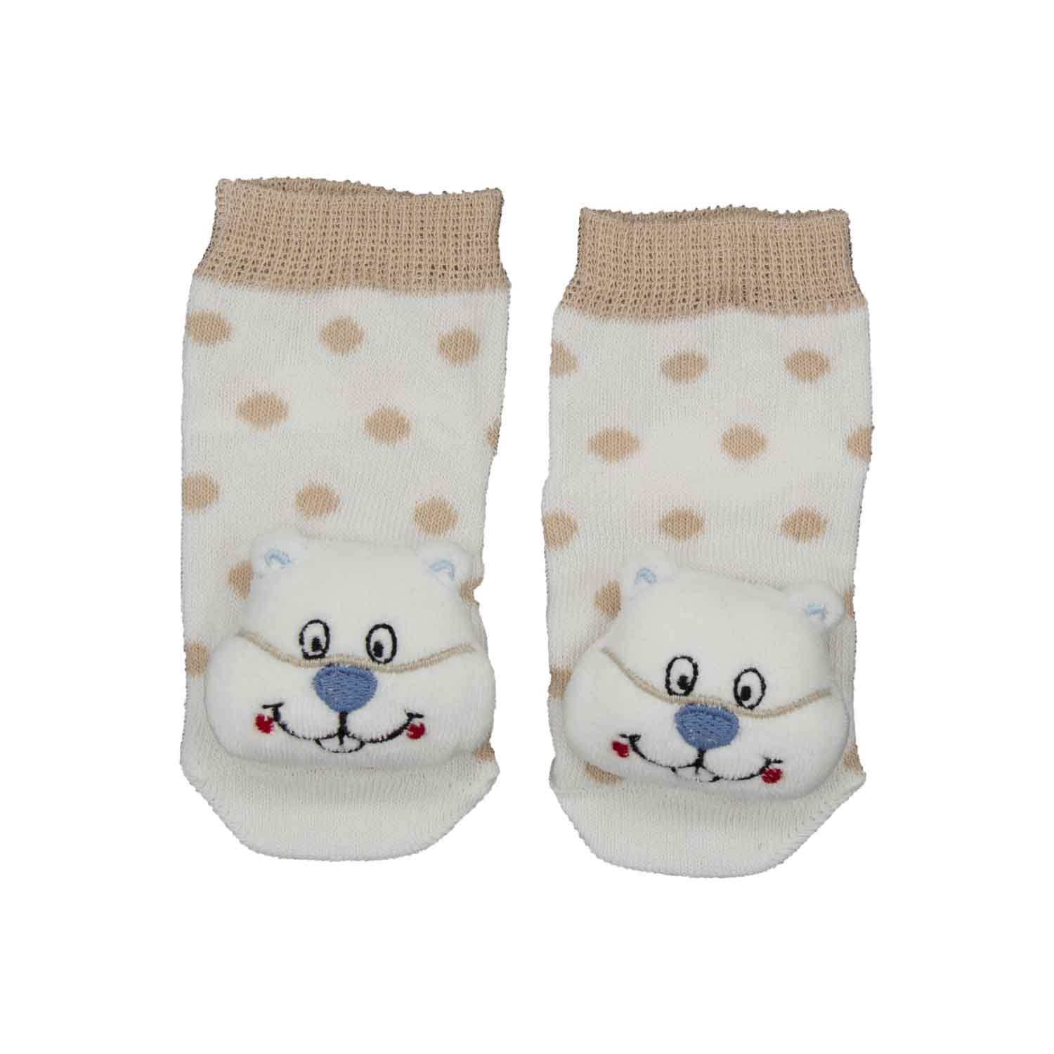 Minidamla Çıngıraklı Bebek Çorap 0-3 Ay 41893 Bej