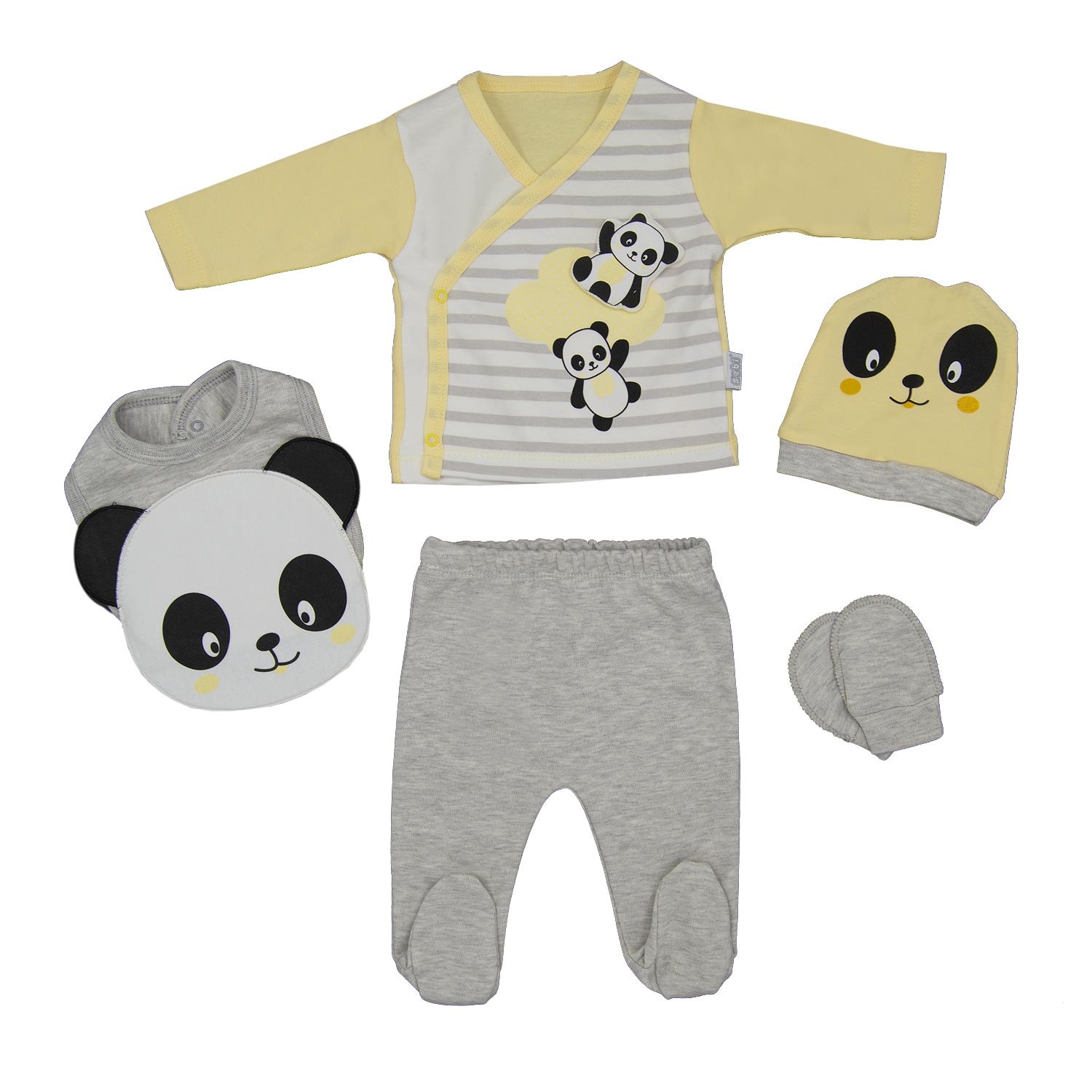 Sebi Bebe Pandalı 5'li Bebek Hastane Çıkış Seti 1036 Sarı