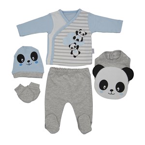 Sebi Bebe Pandalı 5'li Bebek Hastane Çıkış Seti 1036 Mavi