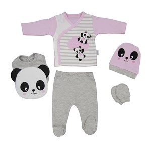 Sebi Bebe Pandalı 5'li Bebek Hastane Çıkış Seti 1036 Pembe