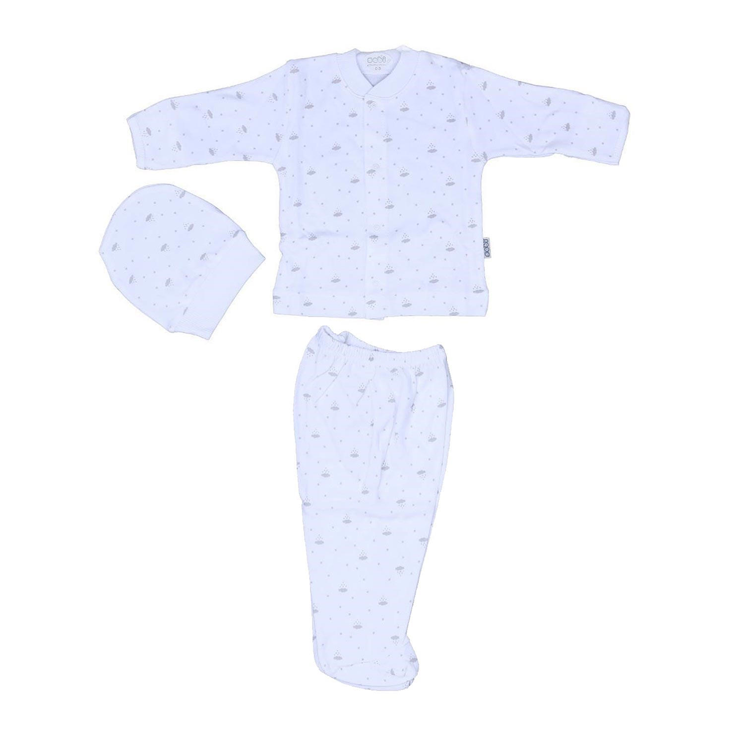 Sebi Bebe Bulutlu Bebek Pijama Takımı 2253 Krem