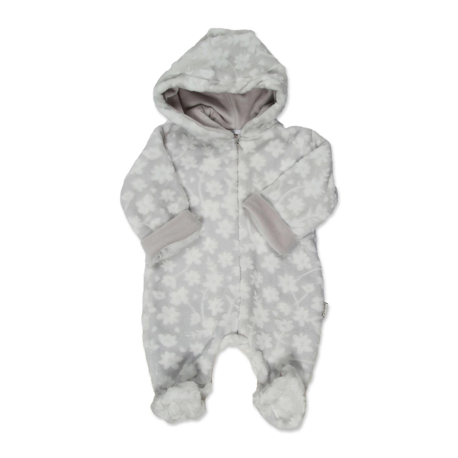 Bebitof Kapşonlu Kadife Bebek Tulumu 70093  Gri