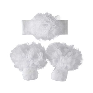 Mini Damla Bandanalı Bebek Çorabı 44196 Beyaz