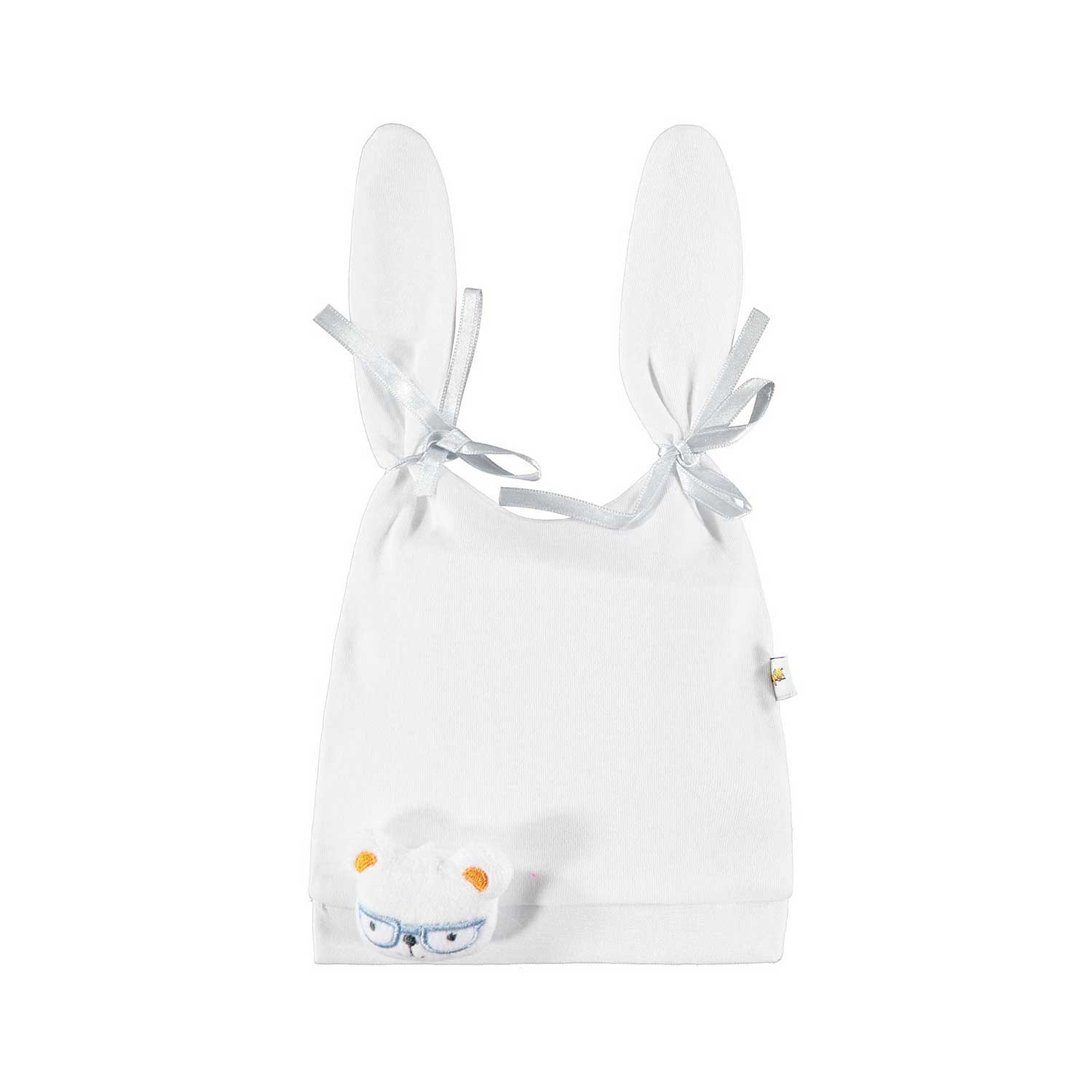 Mini Damla Çift Kulak Bebek Şapkası 42418 Ekru