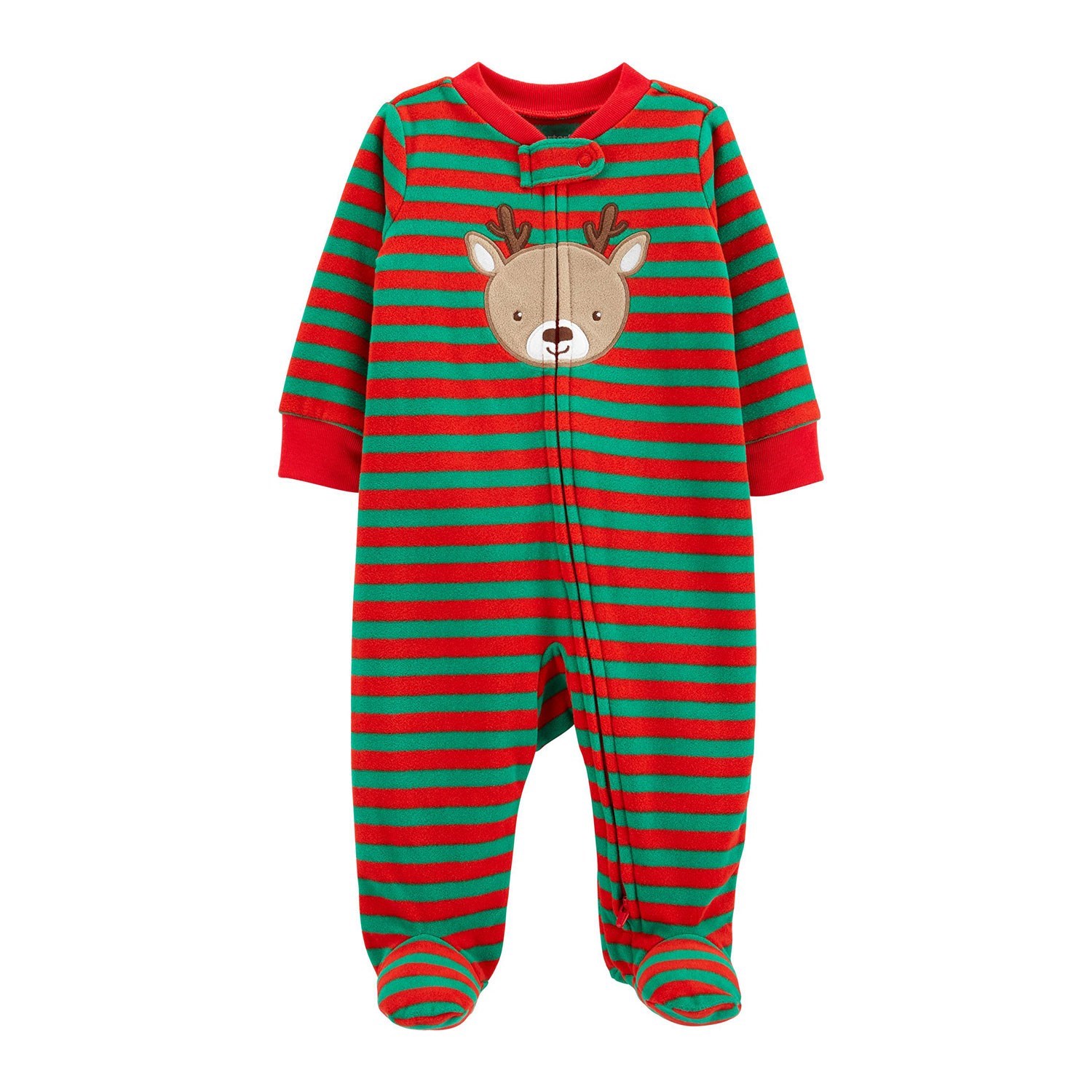 Carter's Patikli Polar Bebek Pijama Tulumu Kırmızı-Yeşil
