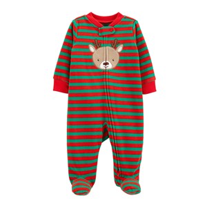 Carter's Patikli Polar Bebek Pijama Tulumu Kırmızı-Yeşil
