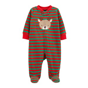 Carter's Patikli Polar Bebek Pijama Tulumu Kırmızı-Yeşil