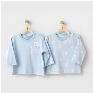 Andywawa 2'li Bebek Sweatshirt AC21327 Mavi