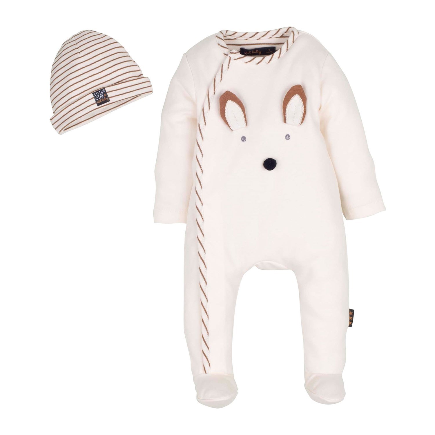 İdil Baby Şapkalı Bebek Tulumu 14201 Ekru