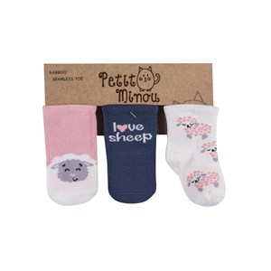 Petit Minou Love 3'lü Soket Çorabı 2086 Lacivert-Pembe
