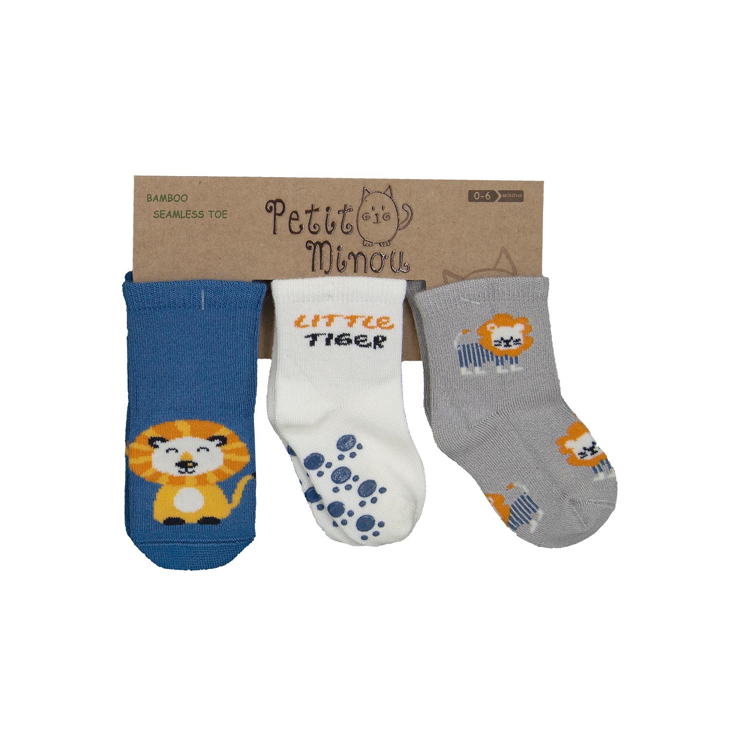 Petit Minou Little Tiger 3'lü Soket Bebek Çorabı Lacivert