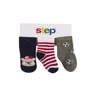 Step Futbol Ayıcık 3'lü Soket Bebek Çorabı Lacivert