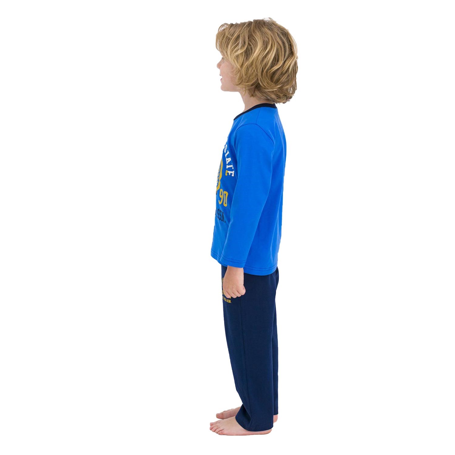 U.S Polo Uzun Kollu Çocuk Pijama Takımı Mavi