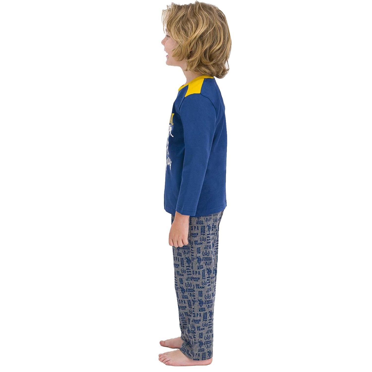 U.S Polo Uzun Kollu Çocuk Pijama Takımı İndigo