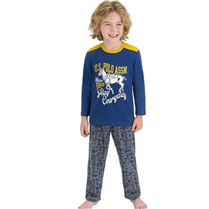 U.S Polo Uzun Kollu Çocuk Pijama Takımı İndigo