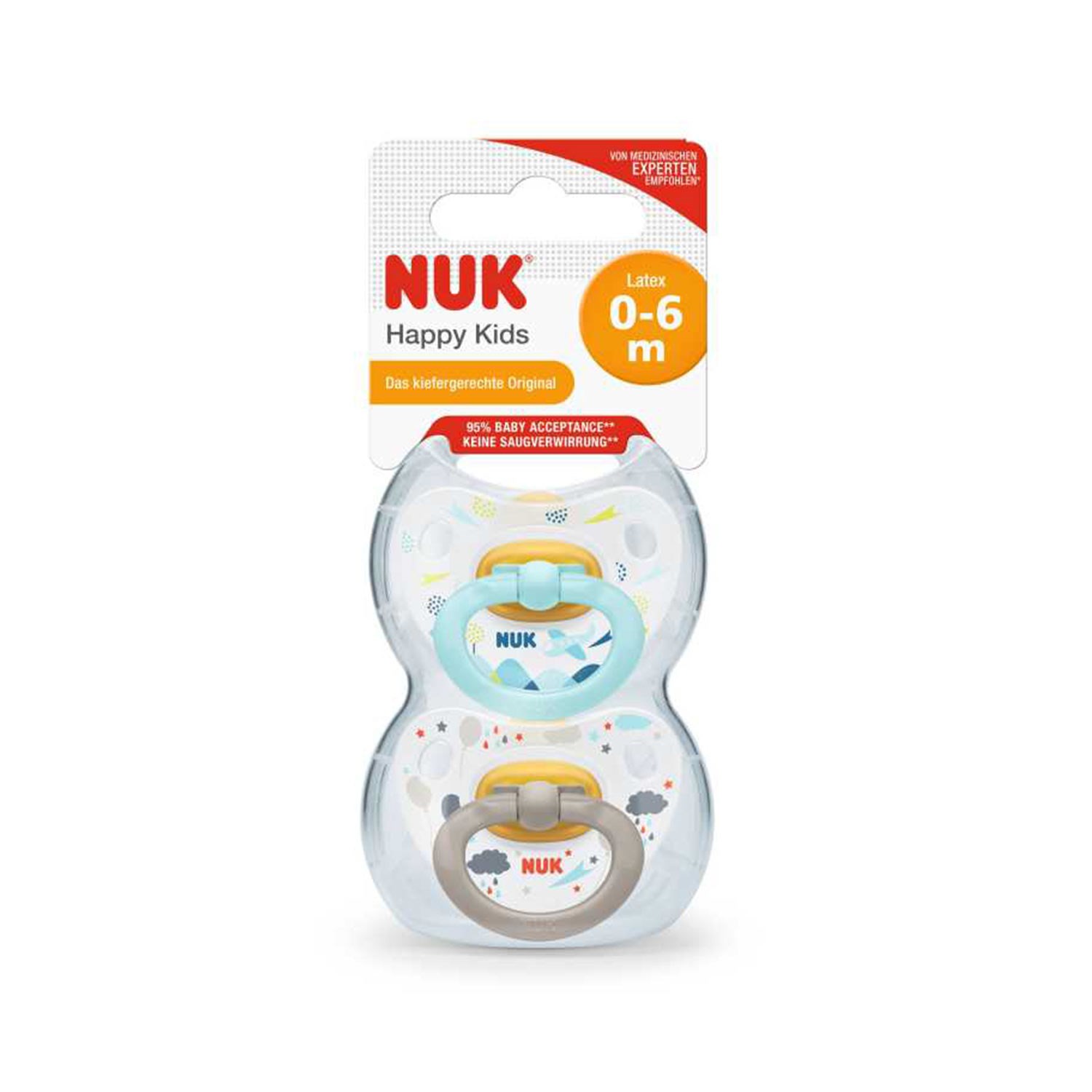 Nuk Happy Kids 2'li Kauçuk Emzik No:1 Mavi