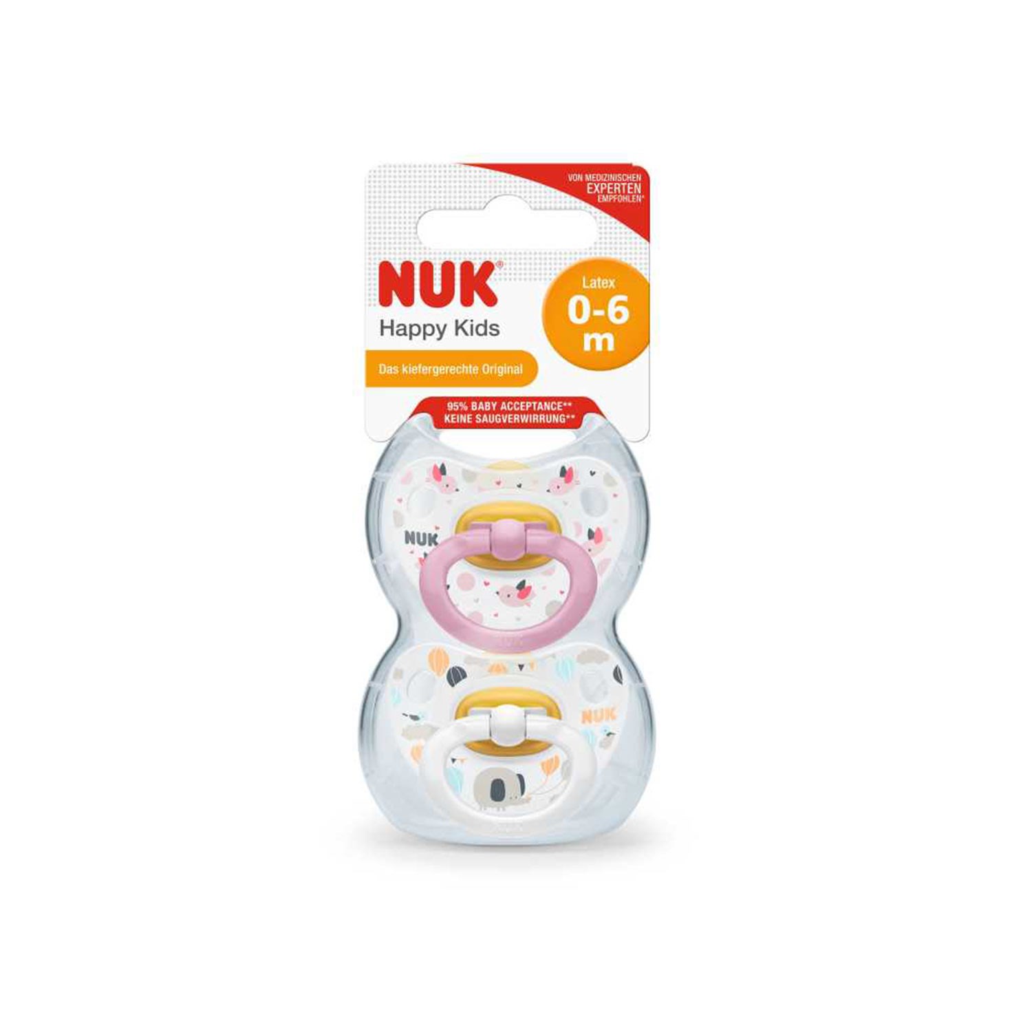 Nuk Happy Kids 2'li Kauçuk Emzik No:1 Pembe