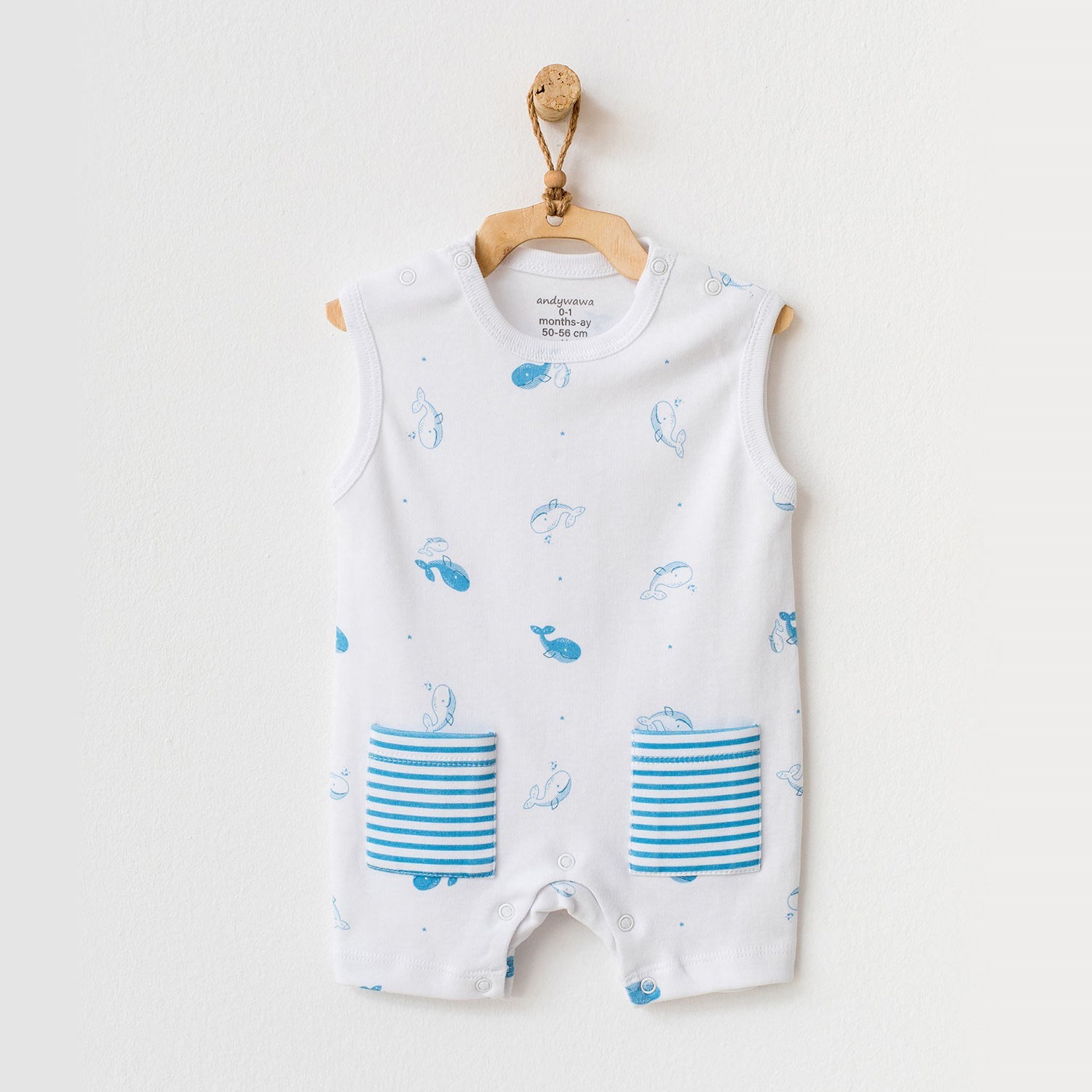 Andywawa Cute Whale Bebek Tulumu AC21544 Beyaz