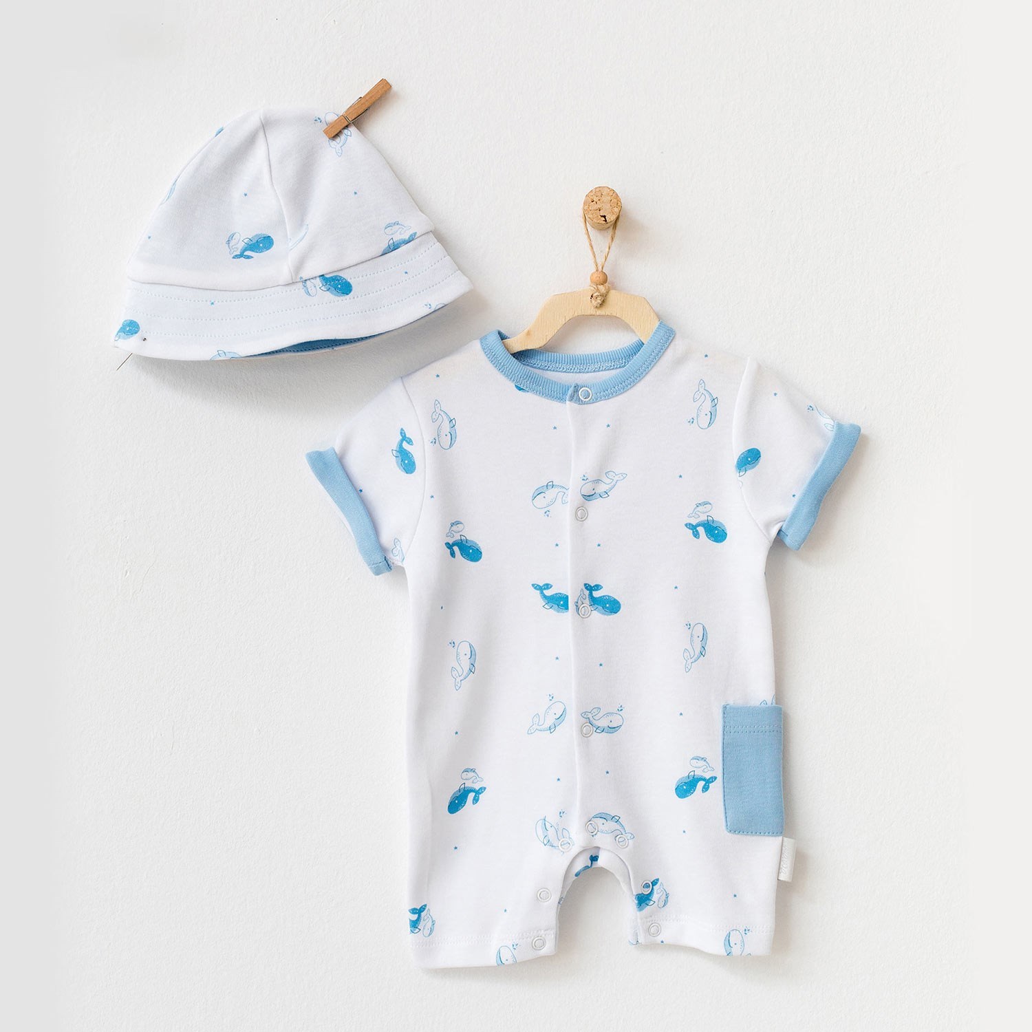 Andywawa Cute Whale Bebek Tulumu AC21558 Beyaz