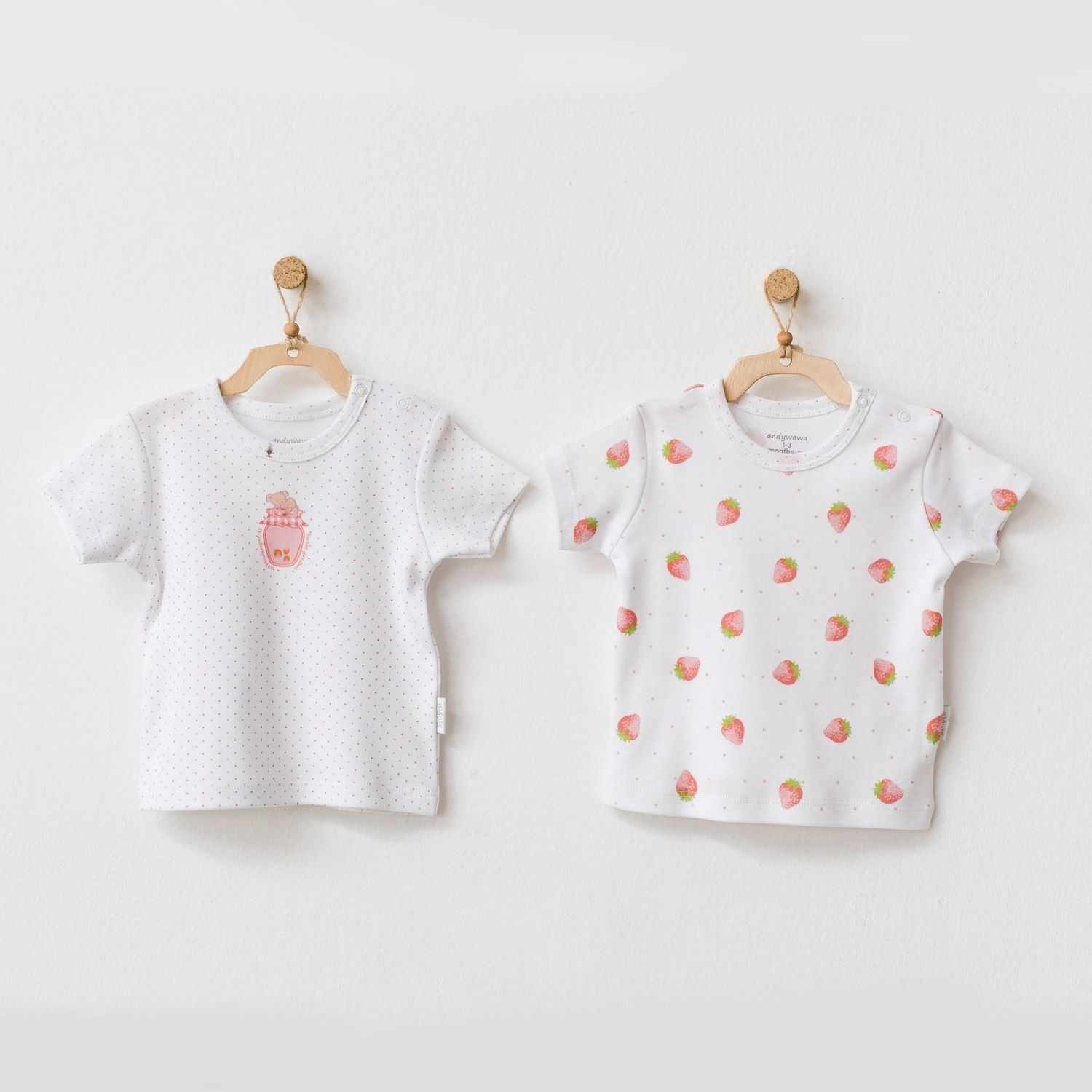 Andywawa Picnic Time 2'li Bebek T-shirt AC21735 Beyaz